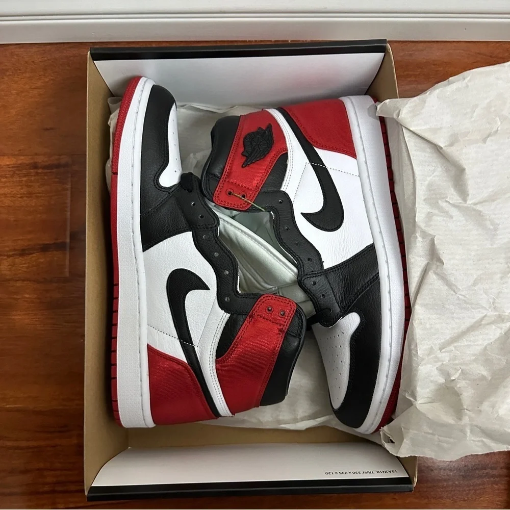 Jordan 1 Retro High Satin Black Toe (Women's) Size 12